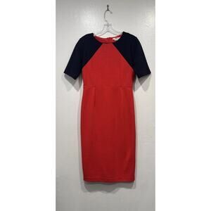 Boden Poppy Ottoman Midi Dress Women’s Petite Size 6P Red Navy Color Block READ